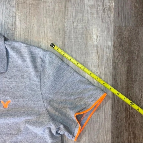 American Eagle Outfitters Athletic Fit Polo Shirt Gray Orange Trim XLT Cotton - Picture 9 of 13